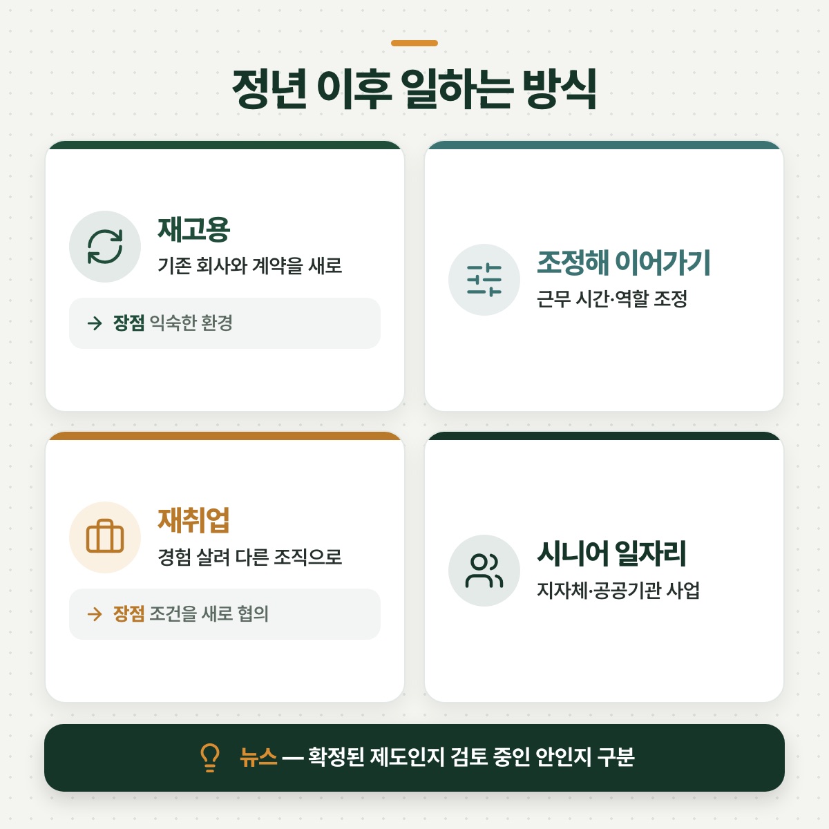 「정년 이후에도 일하는 방식은 여러 가지」 대목을 설명하는 그림